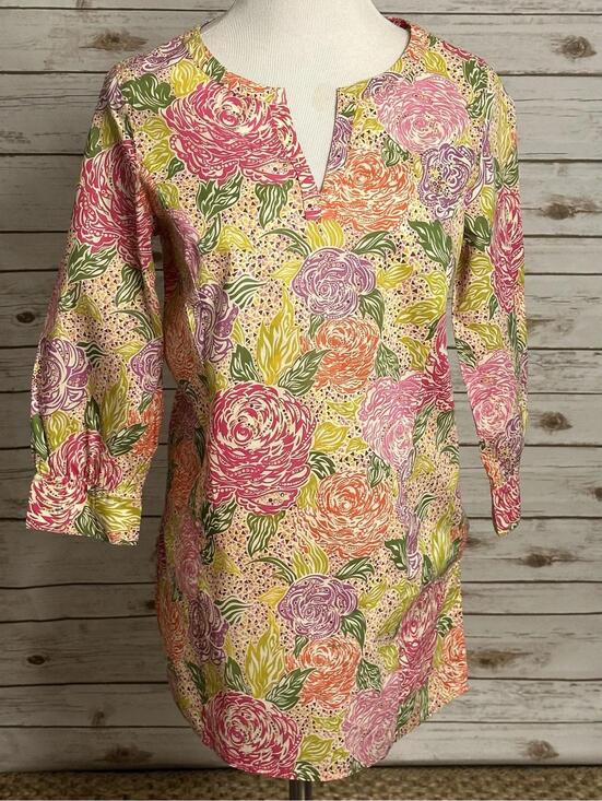 Brooks Brothers Tops - Brooks Brothers LIBERTY 100% cotton split V-neck tunic top/shirt Size Medium